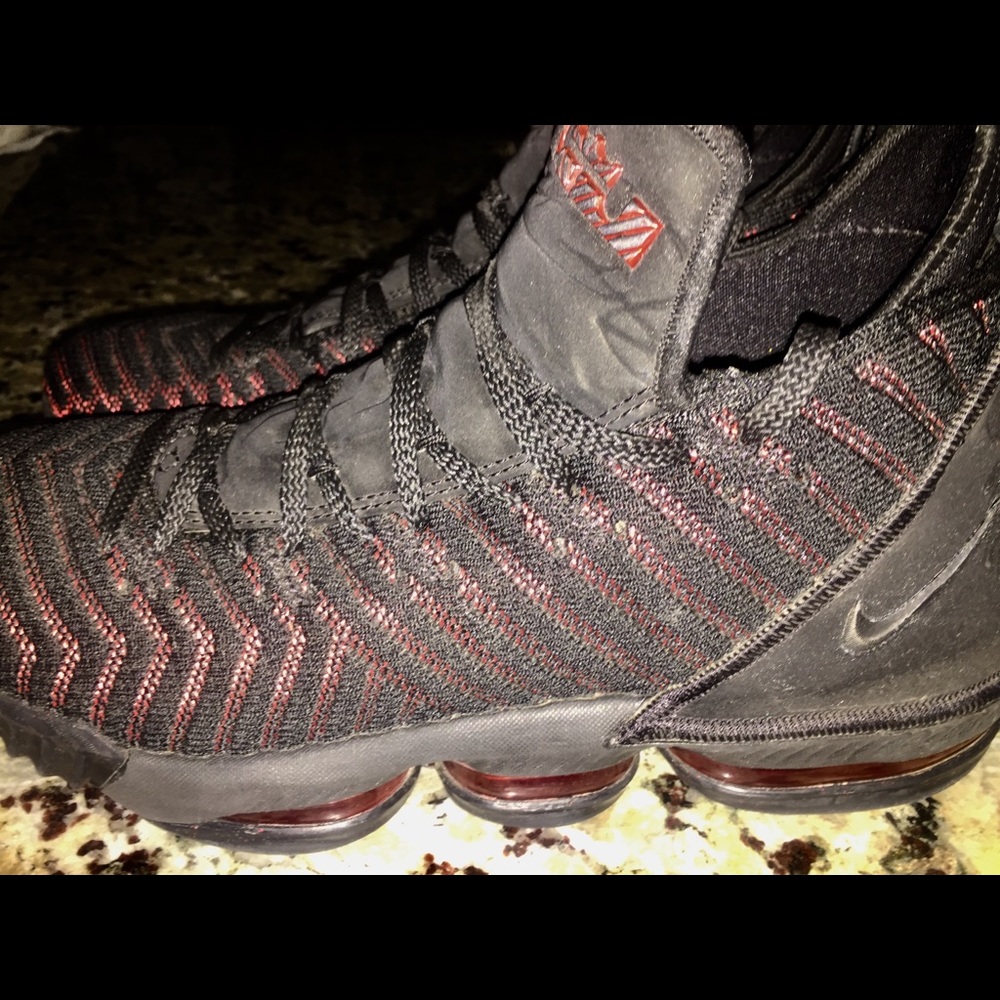 Nike LeBron XVI Basketball Shoe Woven Black Red